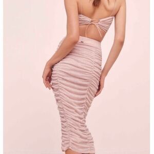 NEW For Love & Lemons x VS All That Glitters pink midi ruched skirt size medium